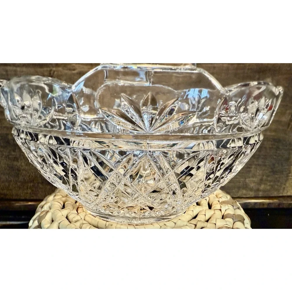 VTG Teleflora 24% Lead Crystal Clear Glass Czech Republic Floral Basket-stunning